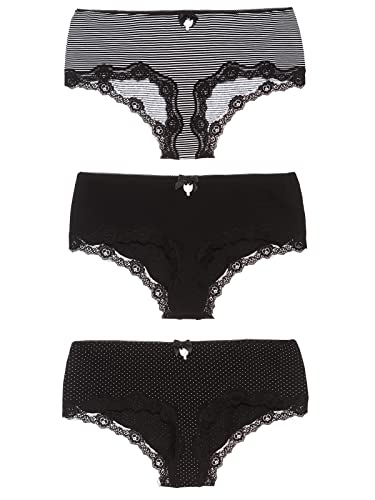 Pussy Deluxe 3er Set Damen Hipster-Set schwarz Allover, unifarben, Größe:XS von Pussy Deluxe