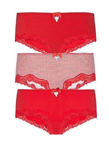 Pussy Deluxe 3er Set Hipster Pants red/White, Größe:S von Pussy Deluxe