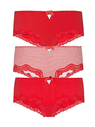 Pussy Deluxe 3er Set Hipster Pants red/White, Größe:XXL von Pussy Deluxe