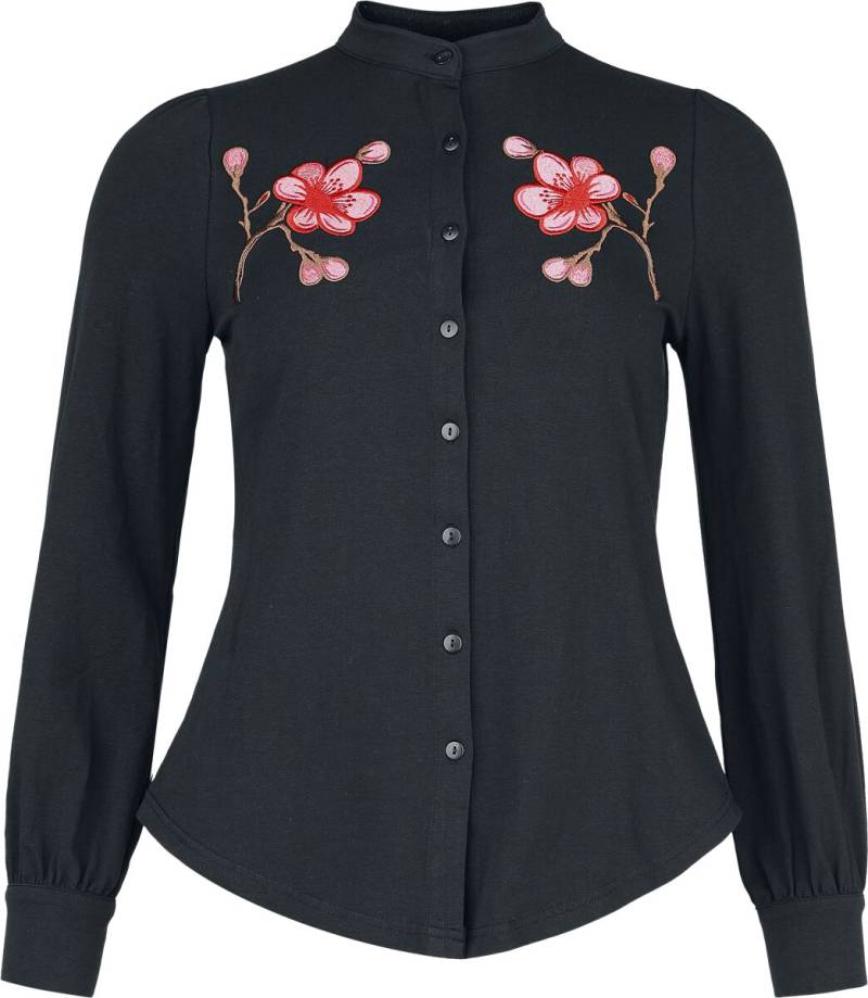 Pussy Deluxe Asia Dreams Flowers Blouse Langarmhemd schwarz in M von Pussy Deluxe