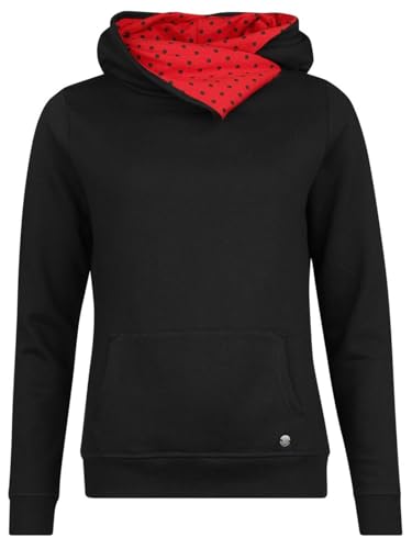 Pussy Deluxe Black Dotties On Red Hoodie Damen Schalkragenpullover schwarz/Allover, Größe:M von Pussy Deluxe