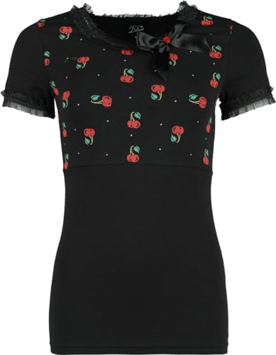 Pussy Deluxe Bow On Black Shirt Frauen T-Shirt schwarz/rot M 90% Baumwolle, 10% Elasthan Rockabilly von Pussy Deluxe