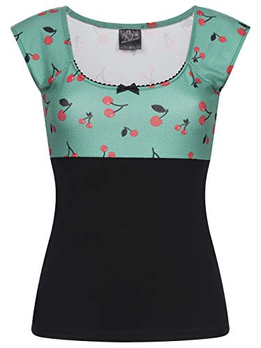 Pussy Deluxe Cat Cherries Basic Shirt schwarz/grün Allover, Größe:L von Pussy Deluxe