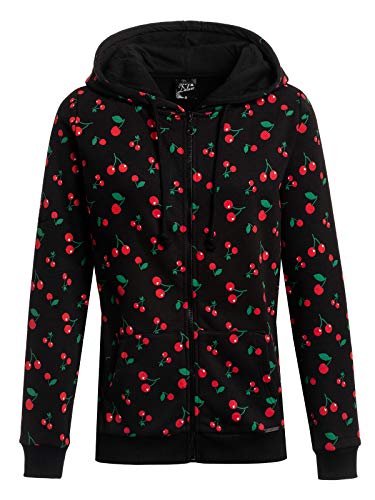 Pussy Deluxe Cherries Damen Kapuzensweatjacke, Größe:S von Pussy Deluxe