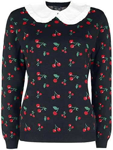 Pussy Deluxe Cherries Damen Strickpullover schwarz Allover, Größe:M von Pussy Deluxe