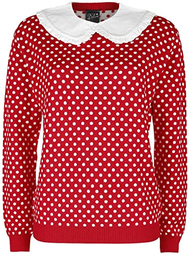 Pussy Deluxe Chic Dotties Damen Strickpullover rot Allover, Größe:M von Pussy Deluxe