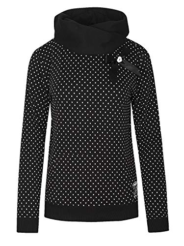 Pussy Deluxe Dots Schalkragen Hoodie Damen Schwarz, Größe:L von Pussy Deluxe