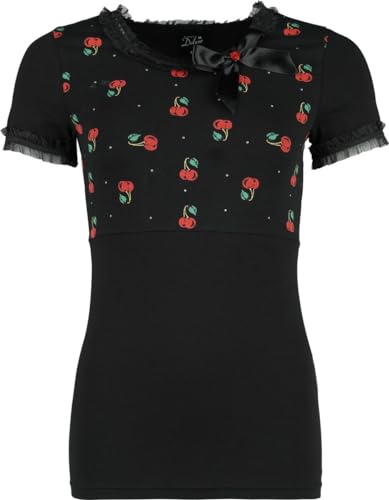 Pussy Deluxe Evie Shirt Frauen T-Shirt schwarz/rot S 90% Baumwolle, 10% Elasthan Rockabilly von Pussy Deluxe