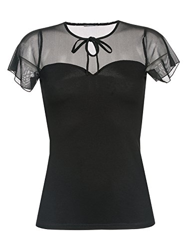 Pussy Deluxe LOVELY CHIC Mesh Tulle Vintage Peephole SHIRT Rockabilly, L, Schwarz von Pussy Deluxe