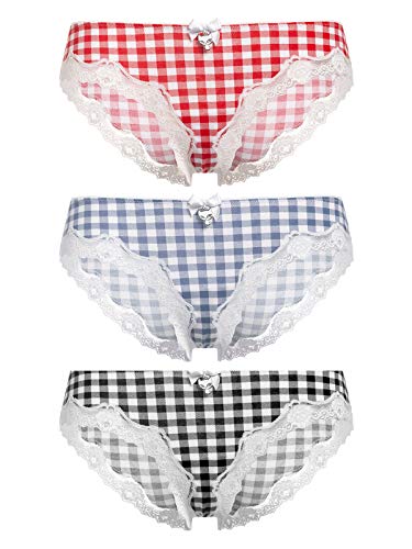 Pussy Deluxe Plaid 3er Set Damen Slip, Größe:M von Pussy Deluxe