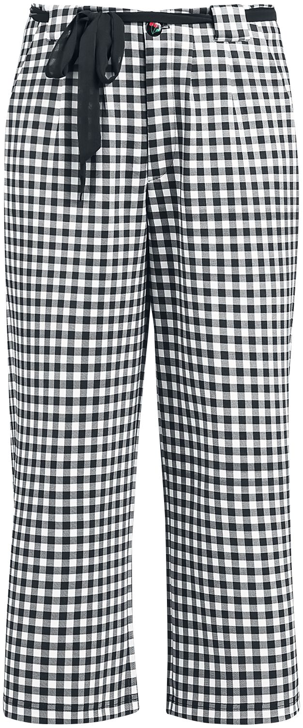 Pussy Deluxe Plaid Cherries Culottes Pants Stoffhose weiß schwarz in S von Pussy Deluxe