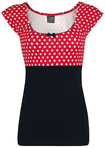 Pussy Deluxe Red Dots Basic Shirt Frauen T-Shirt schwarz/rot S 90% Baumwolle, 10% Elasthan Rockabilly von Pussy Deluxe