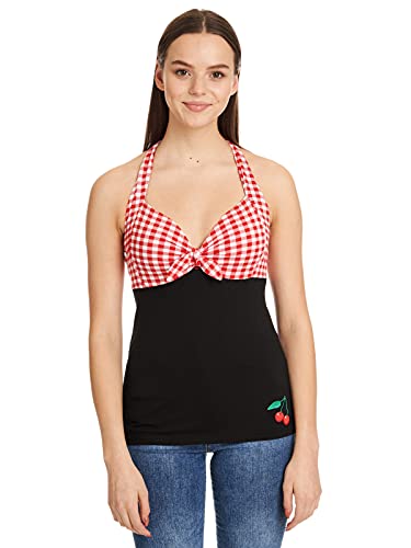 Pussy Deluxe Red Plaid Damen Neckholdertop, Farben:schwarz/rot, Größe:XXL von Pussy Deluxe