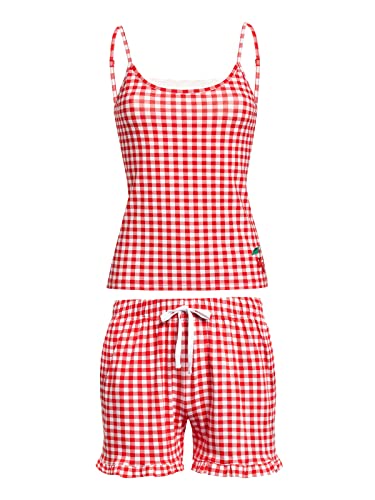 Pussy Deluxe Red Plaid Damen Pyjama rot Allover, Größe:M von Pussy Deluxe