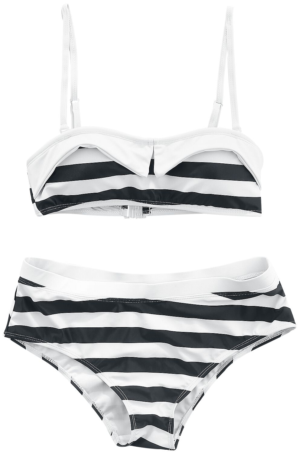 Pussy Deluxe - Rockabilly Bikini-Set - Big Party Stripes Bikini - XS bis XL - für Damen - Größe XS - schwarz/weiß von Pussy Deluxe