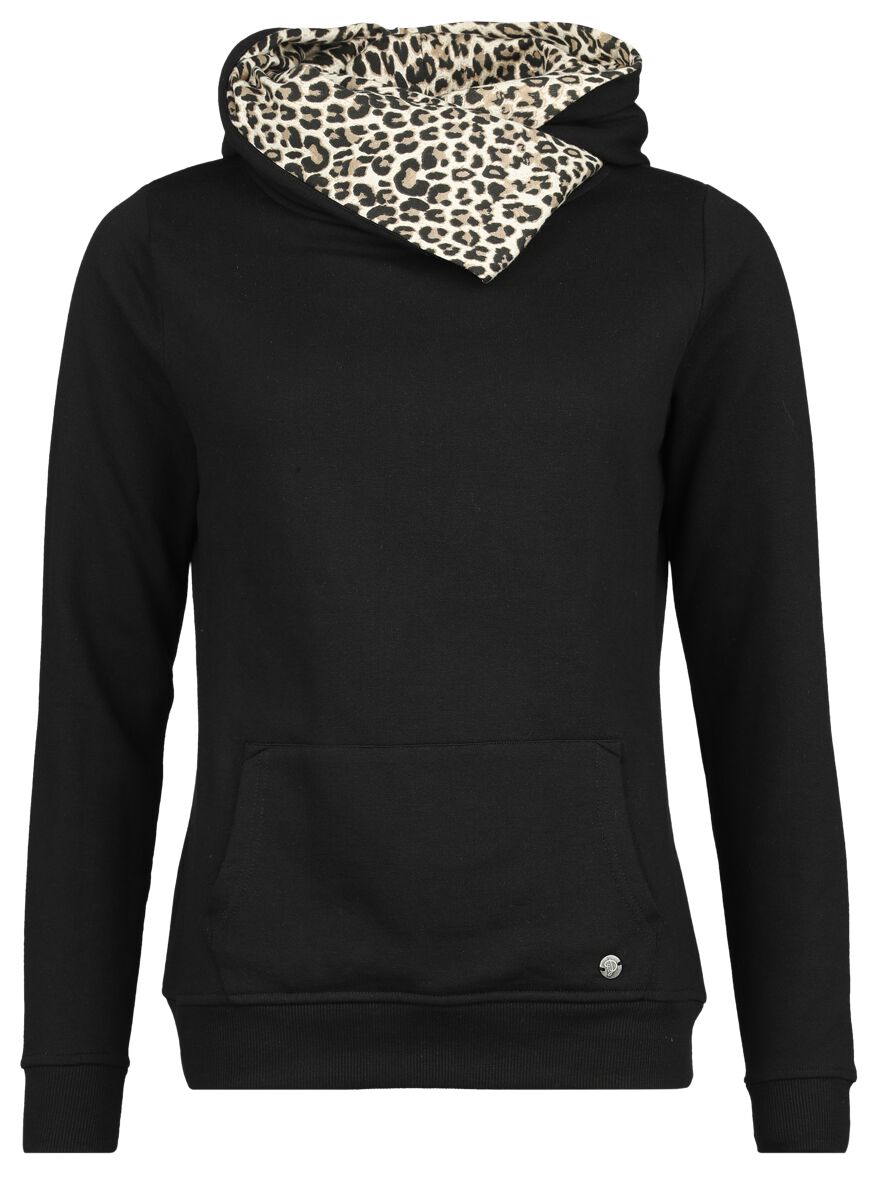 Pussy Deluxe - Rockabilly Kapuzenpullover - Special Leo Shawl Hoodie & Hairband - XS bis XXL - für Damen - Größe M - schwarz/braun von Pussy Deluxe