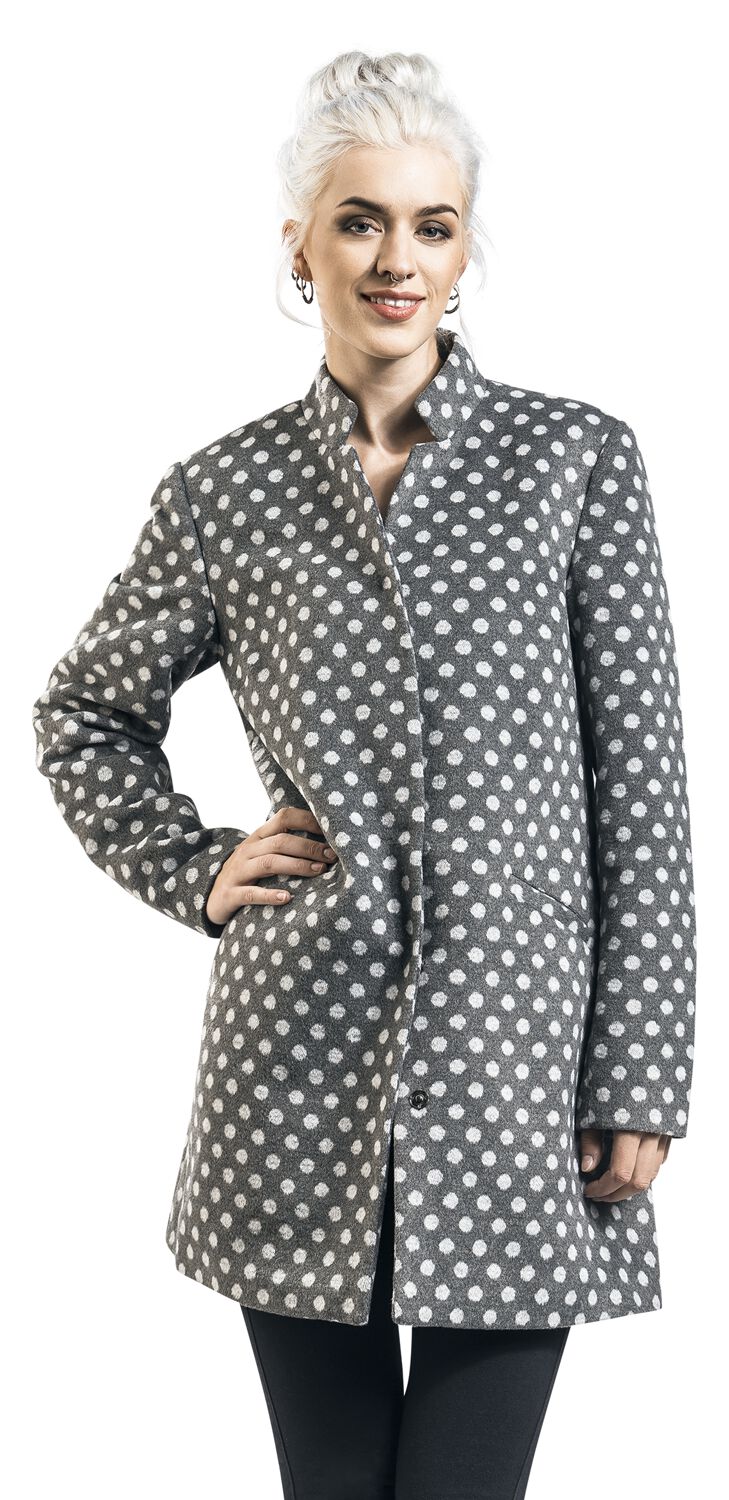 Pussy Deluxe - Rockabilly Kurzmantel - Dotties Short Coat - XS bis XXL - für Damen - Größe L - grau/weiß von Pussy Deluxe