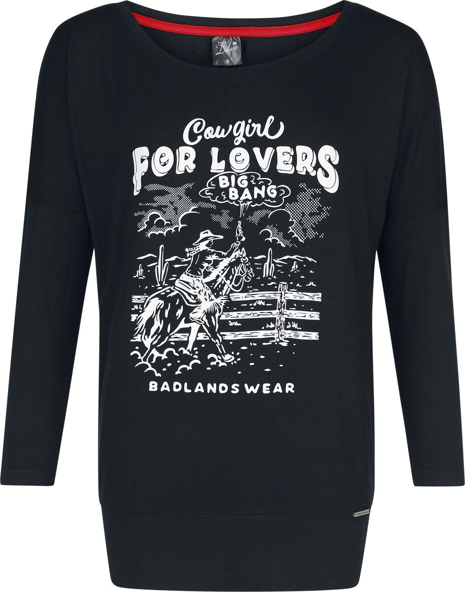 Pussy Deluxe - Rockabilly Langarmshirt - Wild West For Lovers Longsleeve - S bis XXL - für Damen - Größe S - schwarz von Pussy Deluxe