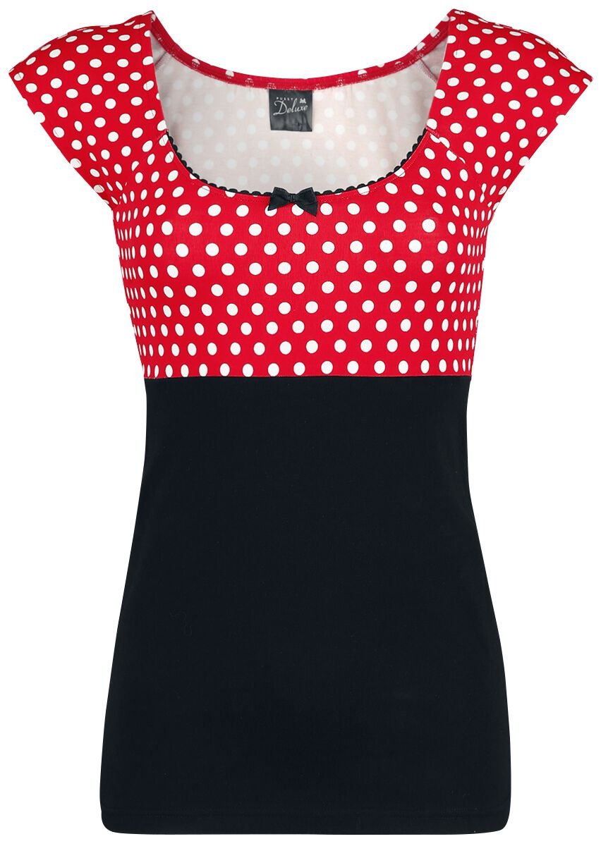 Pussy Deluxe - Rockabilly T-Shirt - Red Dots Basic Shirt - XS bis XXL - für Damen - Größe M - schwarz/rot von Pussy Deluxe