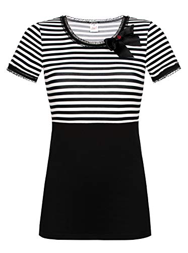 Pussy Deluxe Stripey Black/White on Black Shirt, Größe:XS von Pussy Deluxe