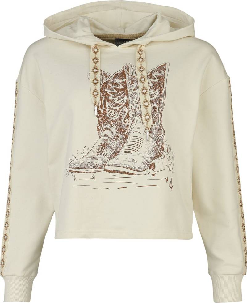 Pussy Deluxe Wild West Boots Cropped Hooded Sweater Kapuzenpullover altweiß in XXL von Pussy Deluxe
