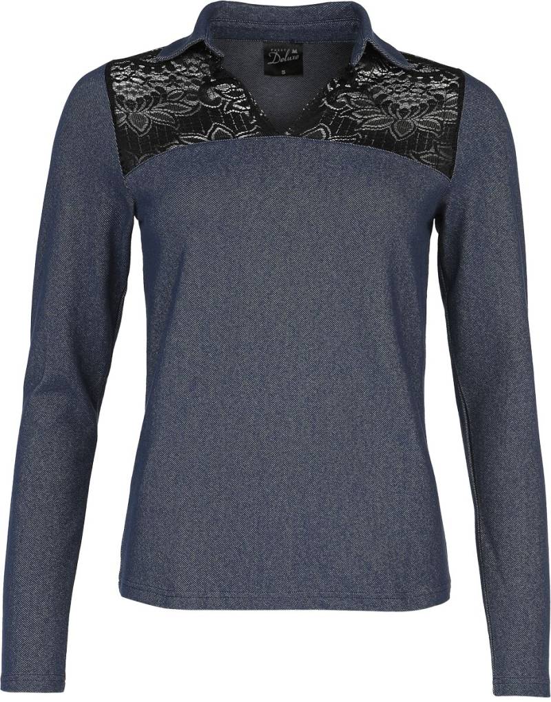 Pussy Deluxe Wild West Denim Look Longsleeve Langarmshirt blau in S von Pussy Deluxe