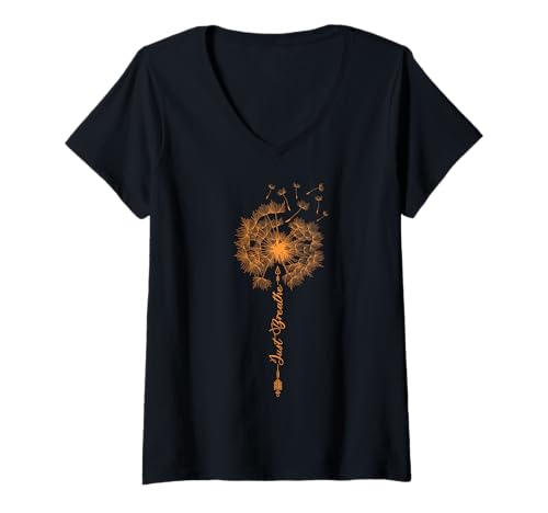 Damen Just Pusteblume Tattoomotiv Pfeil Breathe Pusten Blume Sonne T-Shirt mit V-Ausschnitt von Pusteblumen Blumenmotiv Tätowiert by Organiqed
