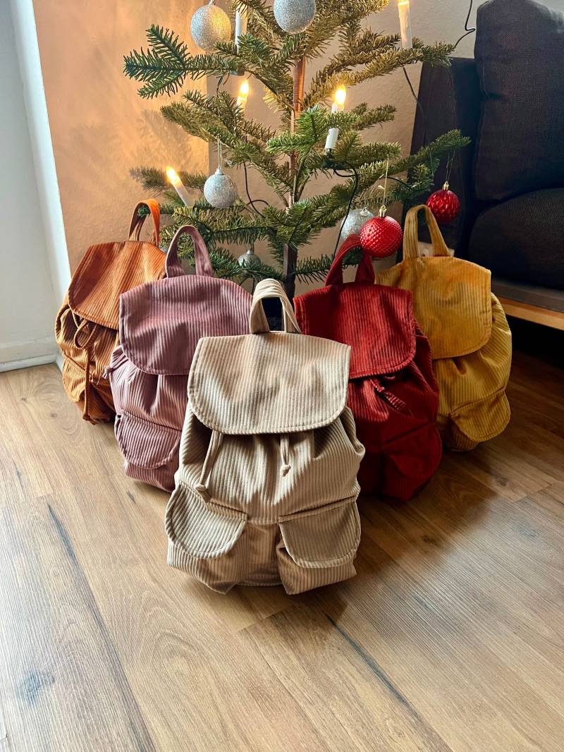 Unisex Handmade Rucksack | Cord| Damen Und Herren Backpack Mit Innentasche Außentaschen Handgenäht Handgemacht Geschenk Geburtstag von PusulaBags