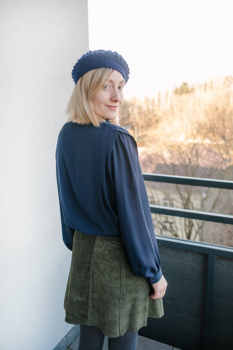 Langarm Elegante Vintage Bluse, Größe M Damen Bluse Mit Kragen von PutOnVintage