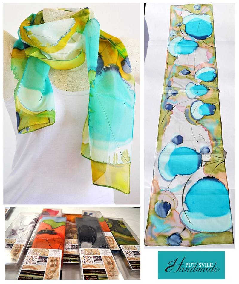 Seidenschal, Handarbeit, Unikat, Seidenaccessoires, Geschenkidee, Wunderschöner Moderner Schal, Geschenk Für Sie, 100% Seide von PutSvile