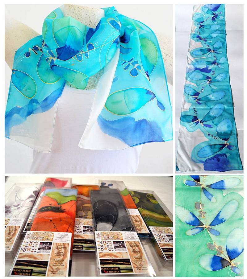 Seidenschal, Handgemacht, Unikat, Seidenaccessoires, Geschenkidee, Schöner Moderner Schal, Geschenk Für Sie, 100% Seide Seidenschal, Handgemacht, Unikat, Seidenaccessoires, Geschenkidee, Schöner Moderner Schal, Geschenk Für Sie, 100% Seide von PutSvile