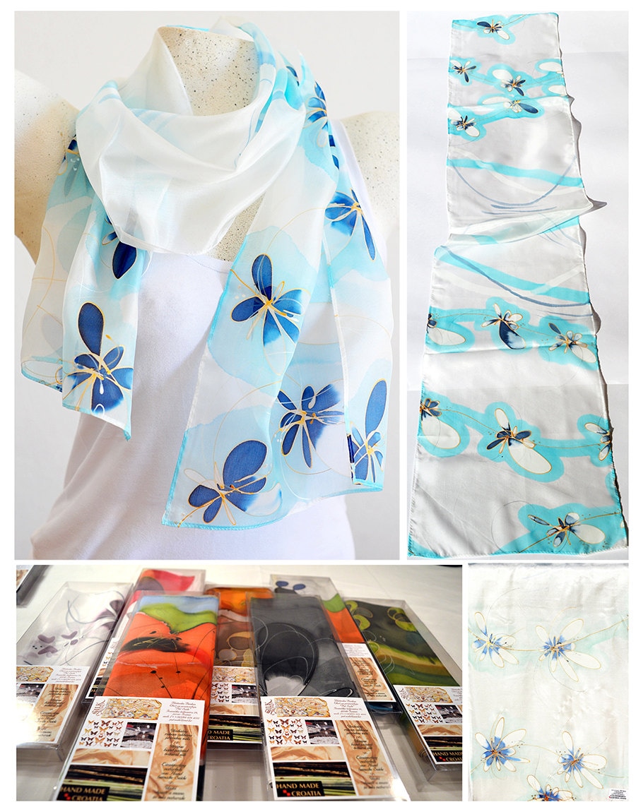 Seidenschal, Handgemacht, Unikat, Seidenaccessoires, Geschenkidee, Schöner Moderner Schal, Geschenk Für Sie, 100% Seide Seidenschal, Handgemacht, Unikat, Seidenaccessoires, Geschenkidee, Schöner Moderner Schal, Geschenk Für Sie, 100% Seide von PutSvile