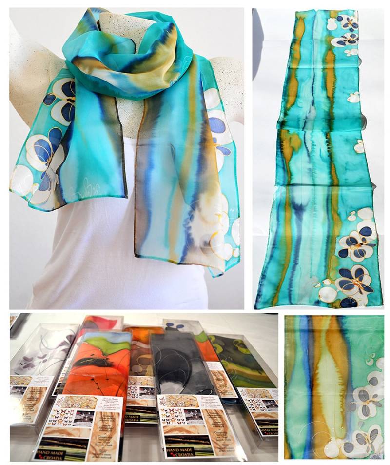 Seidenschal, Handgemacht, Unikat, Seidenaccessoires, Geschenkidee, Schöner Moderner Schal, Geschenk Für Sie, 100% Seide Seidenschal, Handgemacht, Unikat, Seidenaccessoires, Geschenkidee, Schöner Moderner Schal, Geschenk Für Sie, 100% Seide von PutSvile