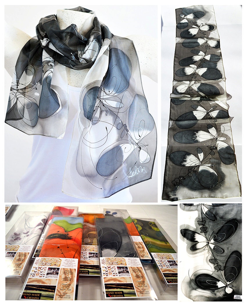 Seidenschal, Handgemacht, Unikat, Seidenaccessoires, Geschenkidee, Schöner Moderner Schal, Geschenk Für Sie, 100% Seide Seidenschal, Handgemacht, Unikat, Seidenaccessoires, Geschenkidee, Schöner Moderner Schal, Geschenk Für Sie, 100% Seide von PutSvile