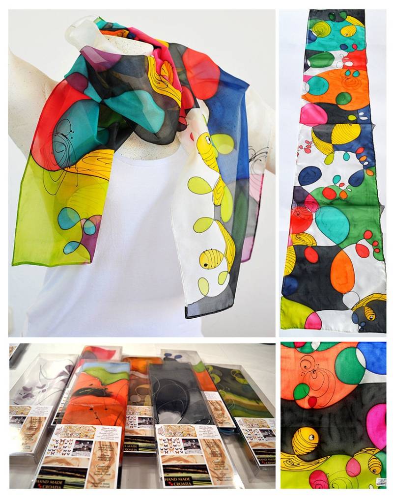 Seidenschal, Handgemacht, Unikat, Seidenaccessoires, Geschenkidee, Schöner Moderner Schal, Geschenk Für Sie, 100% Seide Seidenschal, Handgemacht, Unikat, Seidenaccessoires, Geschenkidee, Schöner Moderner Schal, Geschenk Für Sie, 100% Seide von PutSvile