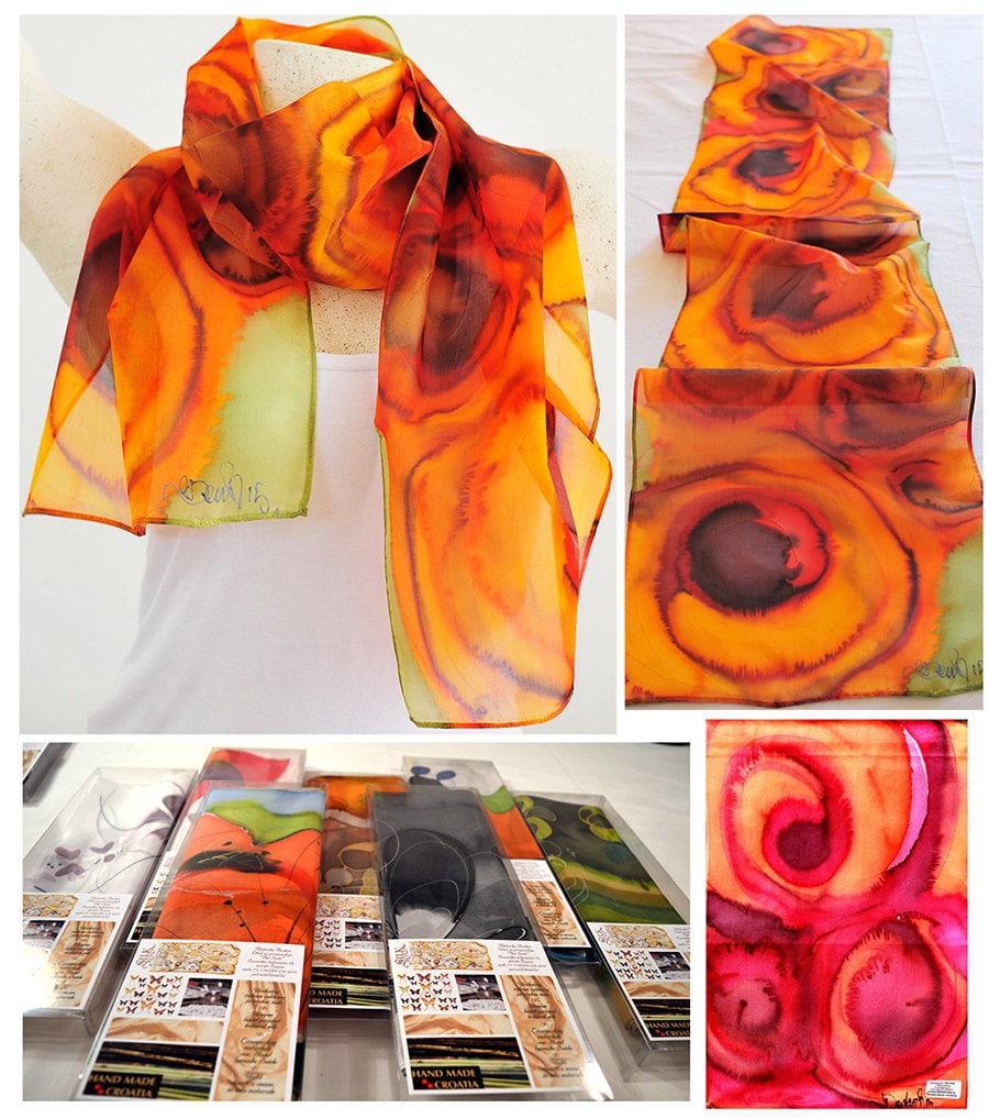 Seidenschal, Handgemacht, Unikat, Seidenaccessoires, Geschenkidee, Schöner Moderner Schal, Geschenk Für Sie, 100% Seide Seidenschal, Handgemacht, Unikat, Seidenaccessoires, Geschenkidee, Schöner Moderner Schal, Geschenk Für Sie, 100% Seide von PutSvile