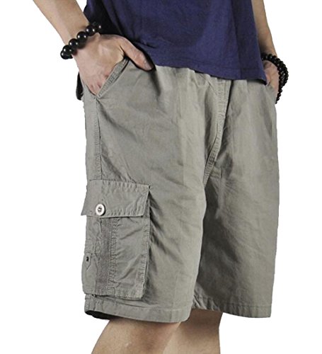 Putaowor Herren Cargo Shorts Männer 4 Taschen entspannt Sommer Baumwolle Elastische Taille Lässig Shorts Khaki 42 von Putaowor