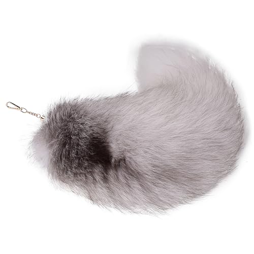 Putextile Fuchsschwanz Anhänger etwa Fell Schwanz Keychain Extra Groß Schlüsselring Tasche Zusätze Auto Schlüsselketten Anhänger Weich Flaumig Handtasche Dekoration von Putextile