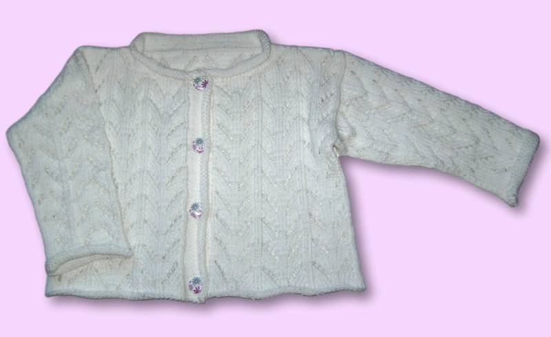 Baby Jacke Strickjacke Gr 68 - 74 Weiß Im Ajourmuster Baumwolle Handmade Baby Girls Cardigan From 6 9 Months White Cotton Knitted von Puttelmuttel