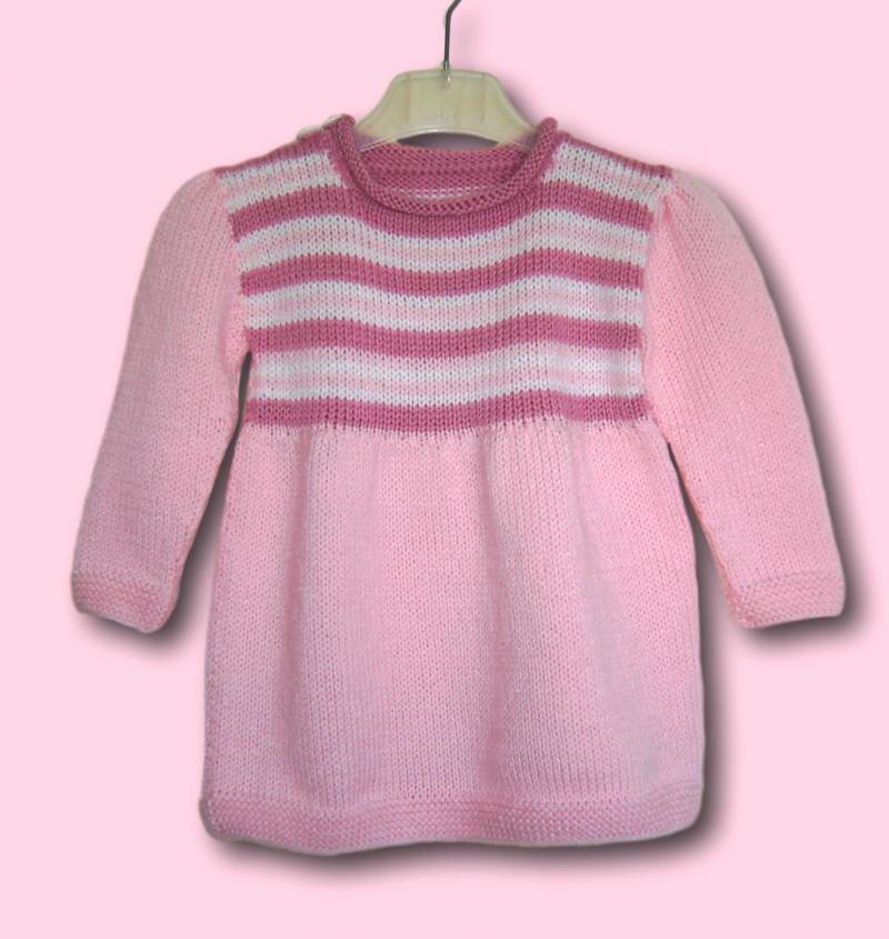 Baby Kleid Strickkleid Gr 68 74 Rosa Gestreift Handmade Baby Girls Dress From 6 - 9 Month Light Pink Stripes Knitted von Puttelmuttel