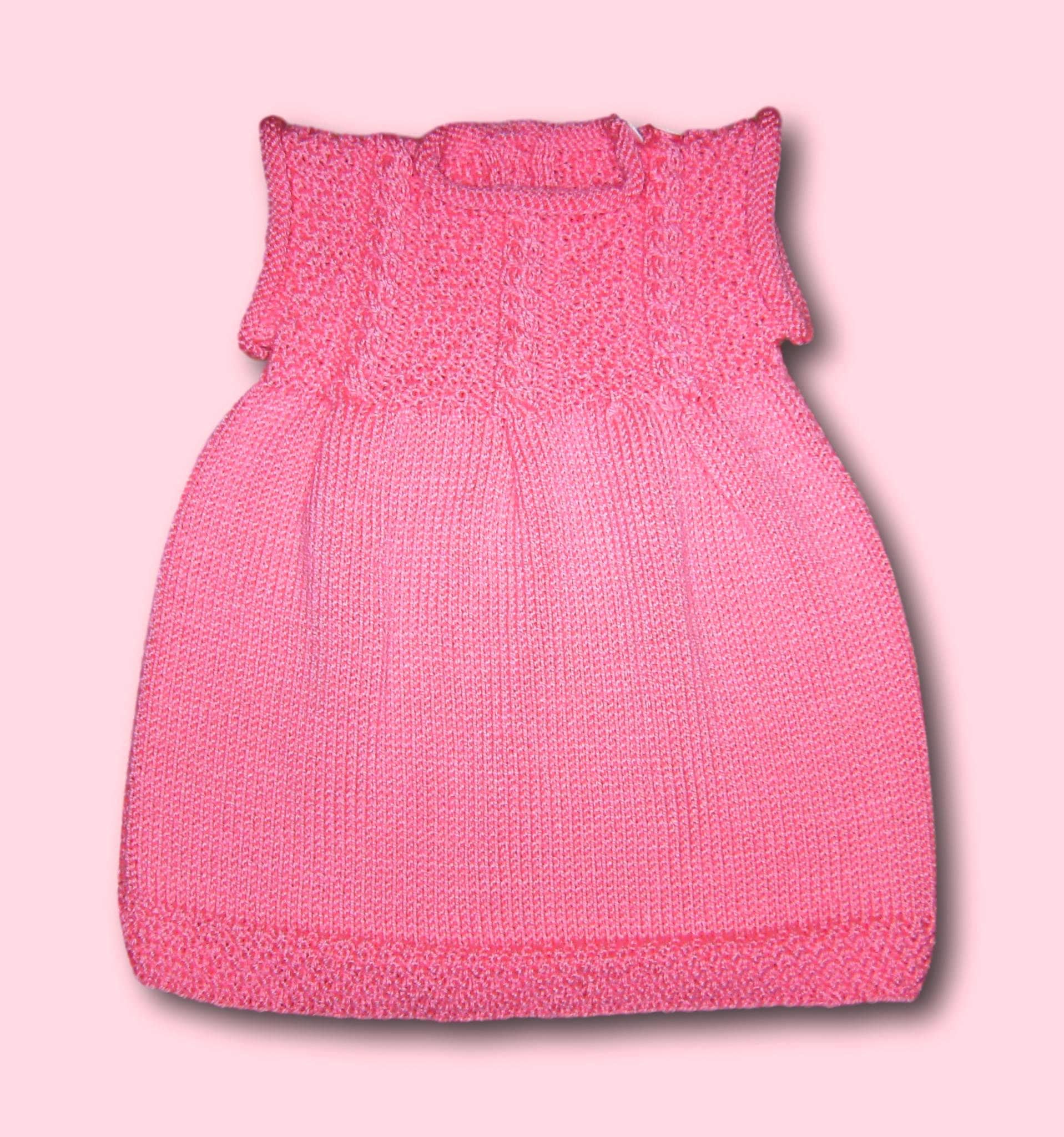 Baby Mädchen Kleid Strickkleid Pink Gr 74 80 Flamingo Rosa Mit Zopfmuster Neu Handmade Baby Girls Dress For 9 - 12 Months Pink Knitted von Puttelmuttel