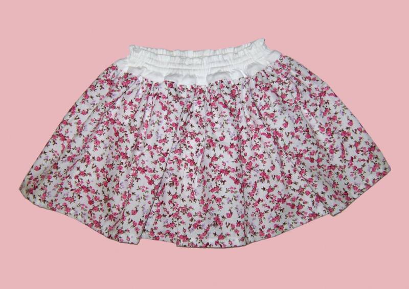 Baby Rock Gr 74 80 Sommerrock Rosa Weiß Rosen Neu Baumwolle Handmade Baby Skirt For 9 - 12 Month White Pink With Roses Cotton Sewed von Puttelmuttel