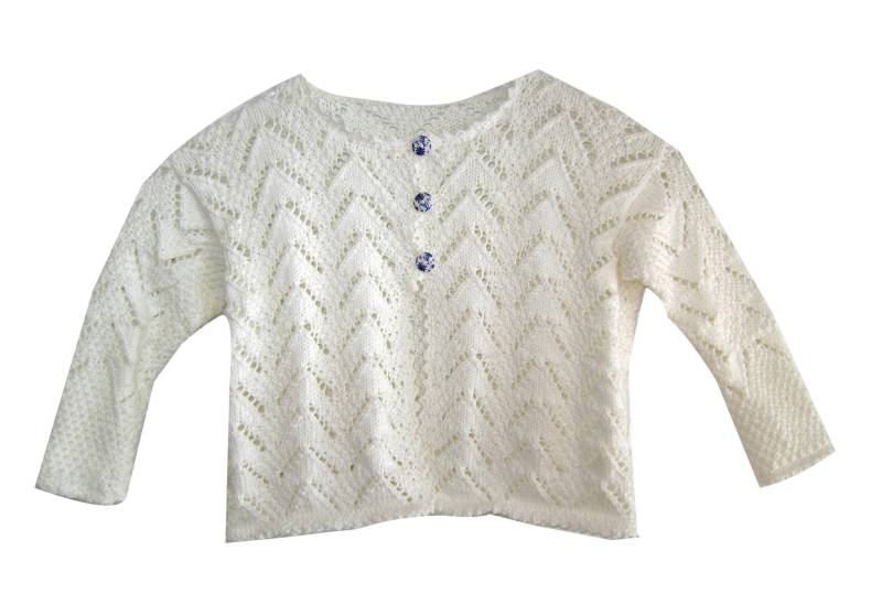 Feine Strickjacke Jacke Gr 92 98 Weiß Festlich Ajour Neu Handmade Girls Cardigan For 2 - 3 Years White Knitted von Puttelmuttel