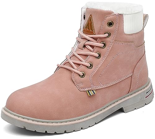 Mishansha Winterschuhe Damen Gefüttert Winterstiefel Wasserdicht Freizeit Warme frau Winter schuhe Rutschfest Wander Schuhe Outdoor Leder Boots Pink gr.40 EU von Mishansha