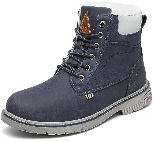 Mishansha Winterschuhe Damen Gefüttert Winterstiefel Wasserdicht Freizeit Warme Frau Winter Schuhe rutschfest Wander Schuhe Outdoor Leder Boots Helle Blau 37 EU von Mishansha