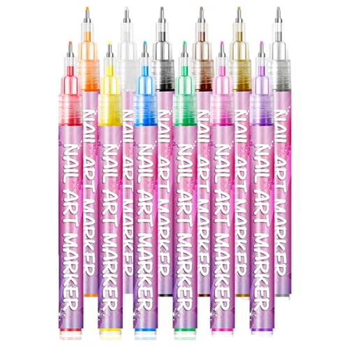 Puwaiio Nagelfarbstifte, 12 Farben, Zeichenwerkzeug, Dekoration für Salon-Maniküre, Frauen-Heimkunst- von Puwaiio