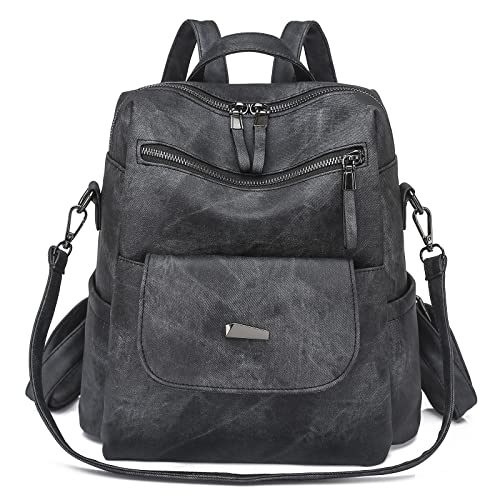 Puwuzixi Frauen Rucksack Wasserdicht Anti-Diebstahl Leichtgewicht PU Mode Reisen Mehrzweck Cabrio Geldbörse Umhängetasche Handtasche Rucksack（Black） von Puwuzixi