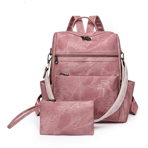 Puwuzixi Frauen Rucksack Wasserdicht Anti-Diebstahl Leichtgewicht PU Mode Reisen Mehrzweck Cabrio Geldbörse Umhängetasche Handtasche Rucksack（Pink） von Puwuzixi