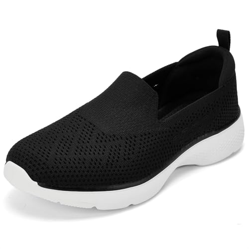 Puxome Damen Sneaker Slip On Atmungsaktive Bequeme Sportschuhe Walking Fitness Freizeit Schuhe 40 EU Black von Puxowe