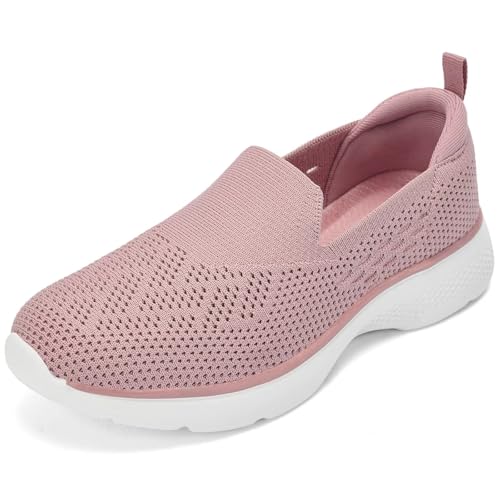 Puxome Damen Sneaker Slip On Atmungsaktive Bequeme Sportschuhe Walking Fitness Freizeit Schuhe 42 EU Pink von Puxowe